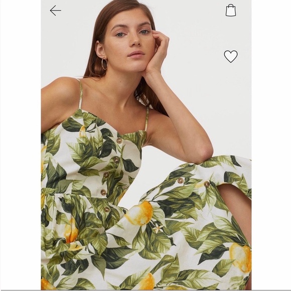 SOLD! H&M Linen-blend Lemon-print Midi Dress - Picture 16 of 16
